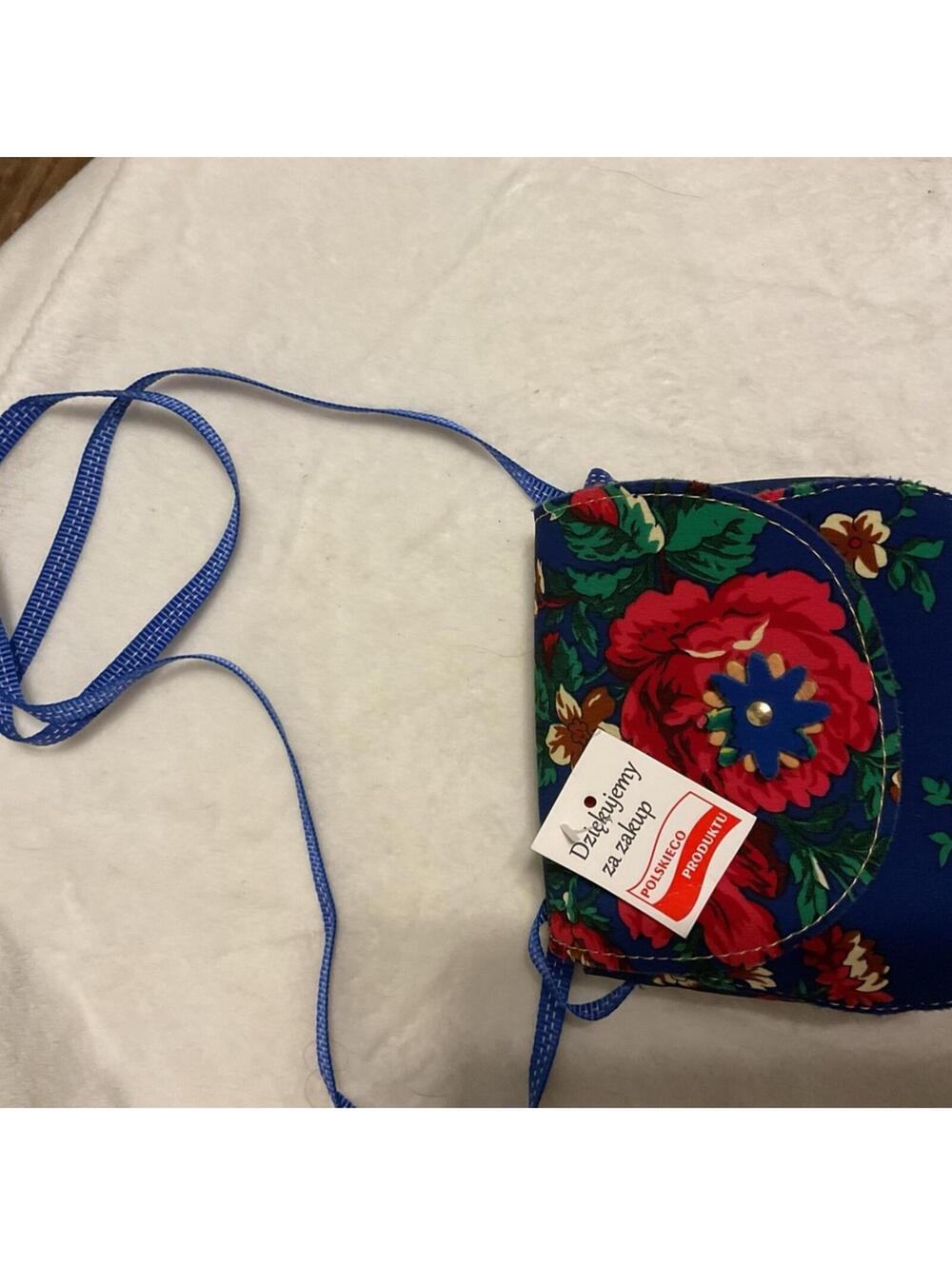 Polish Folk Art Handmade Blue Floral Crossbody Mini